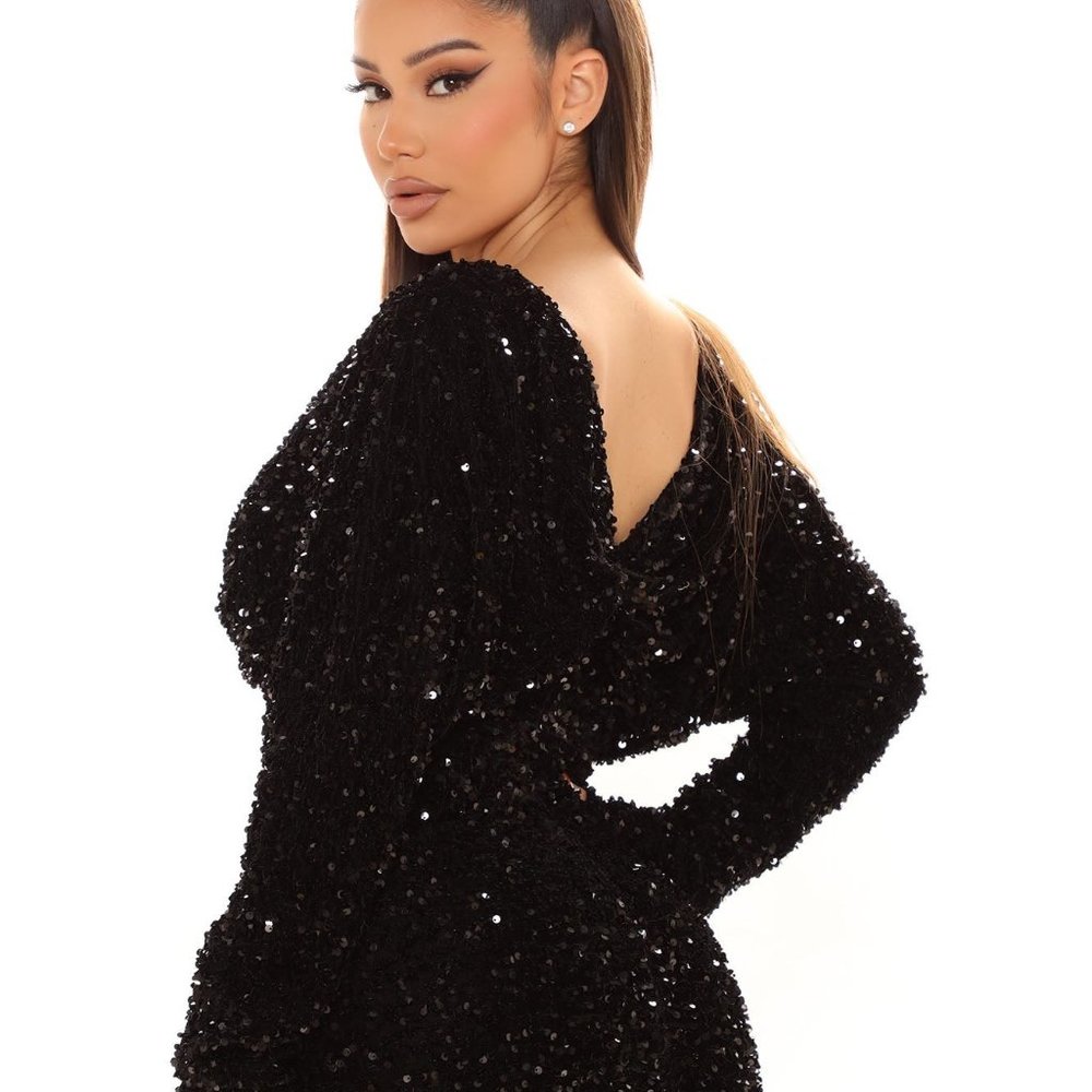 Black Sequin Stretch Mini Dress Size 2X